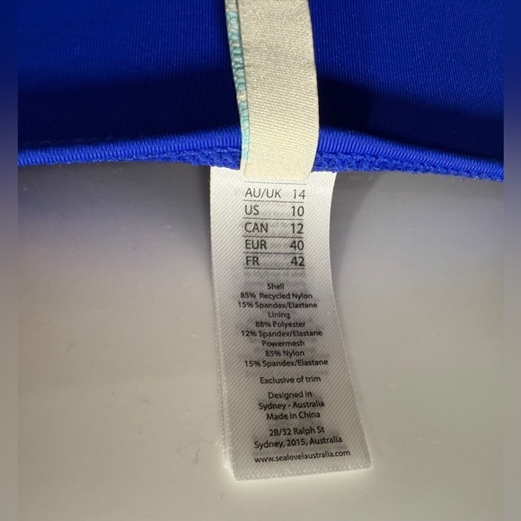 Sea Level Eco Essentials Swimsuit US 10 Cobalt Blue Square Neck One Piece NWT - Picture 8 of 10